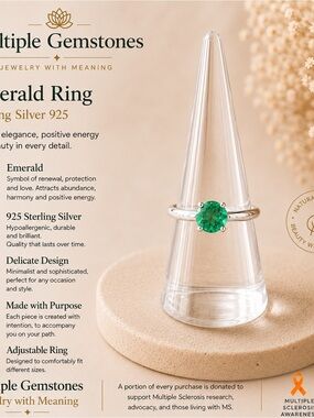 Emerald Ring in Green - 925 Sterling Silver
